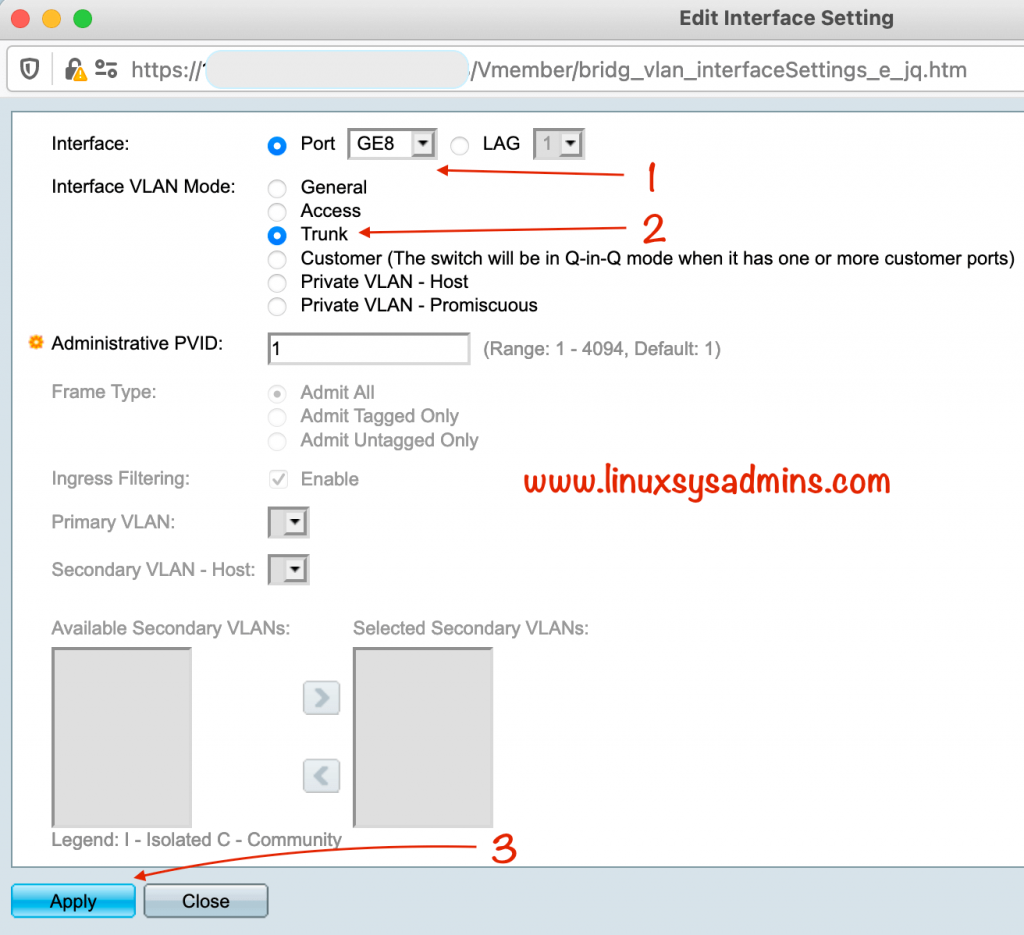 VLAN interface setting