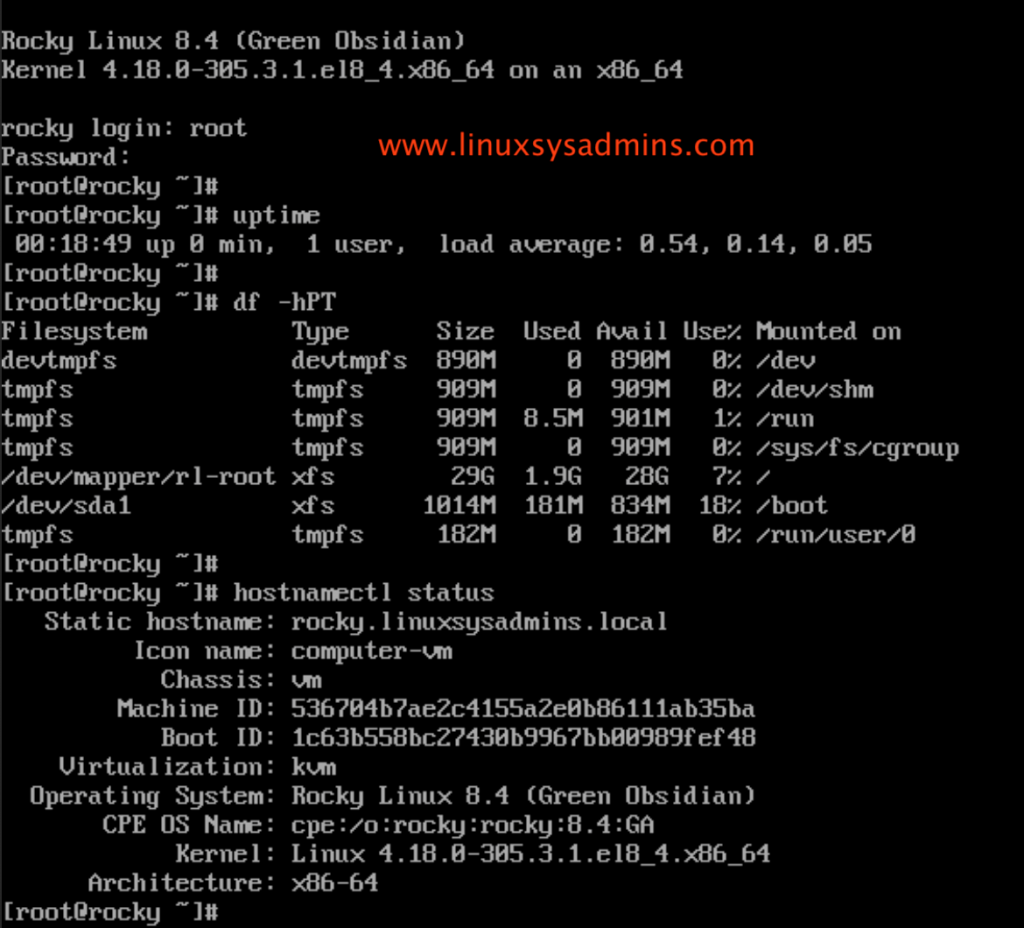 Rocky Linux post installation verification