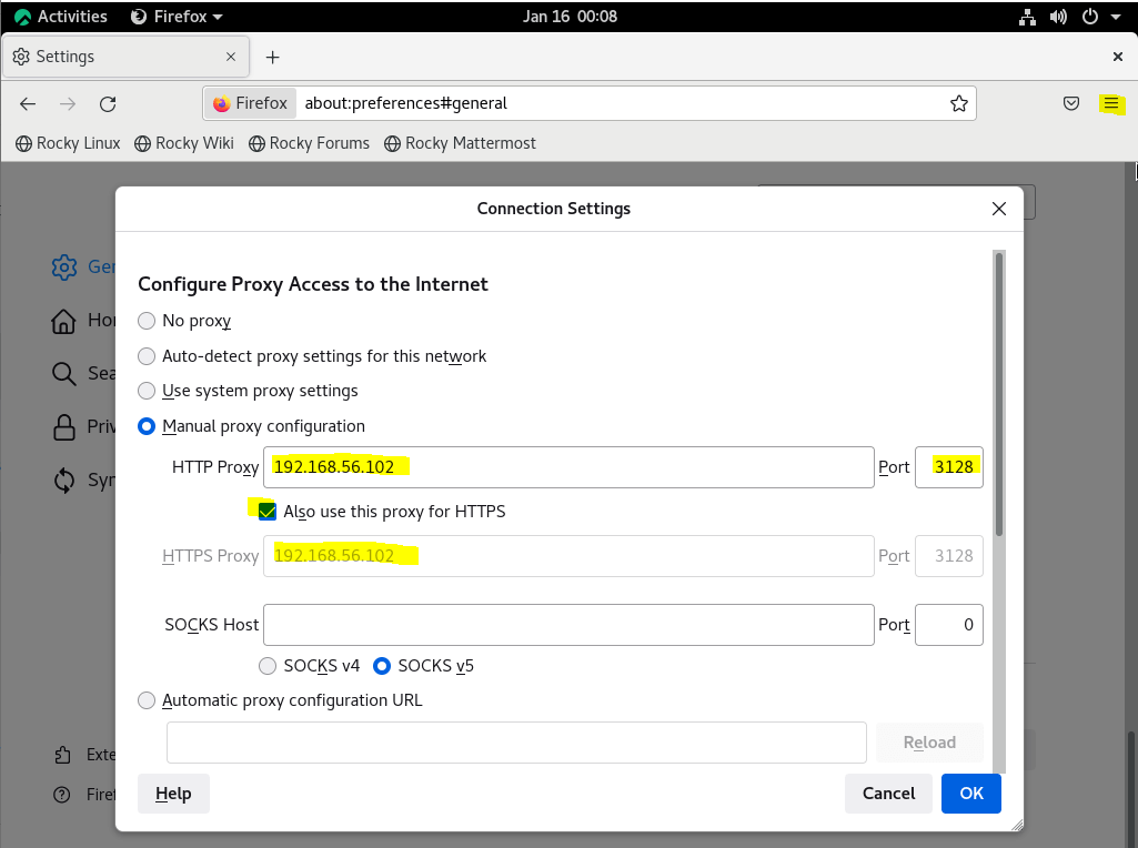 Caching Proxy server client configuration